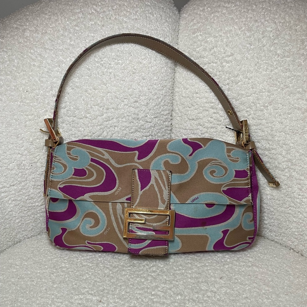 SOLD Fendi Multi-color Swirl Print Baguette Bag
